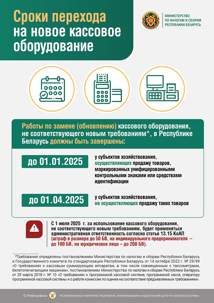 МНС напоминает о сроках замены кассового оборудования