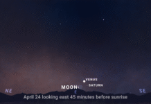 Улыбка в небе. Утром 25 апреля перед рассветом Луна, Венера и Сатурн выстроятся в форме смайлика Улыбка в небе. Утром 25 апреля перед рассветом Луна, Венера и Сатурн выстроятся в форме смайлика