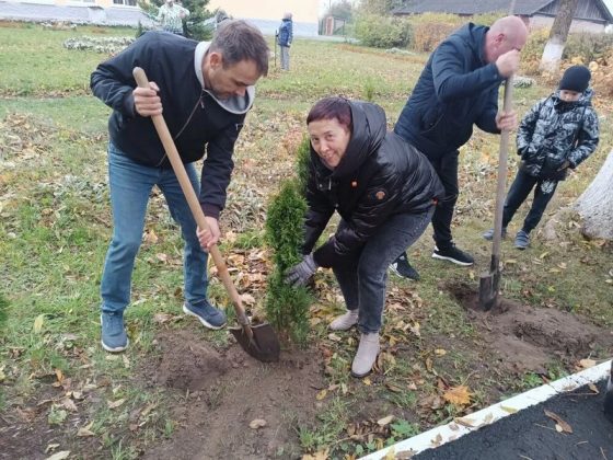 Сто туй и яблоневый сад высадили в кричевской школе