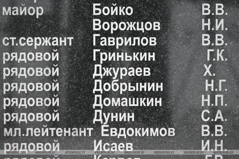 На братских могилах Кричевщины имена всех наций Советского Союза