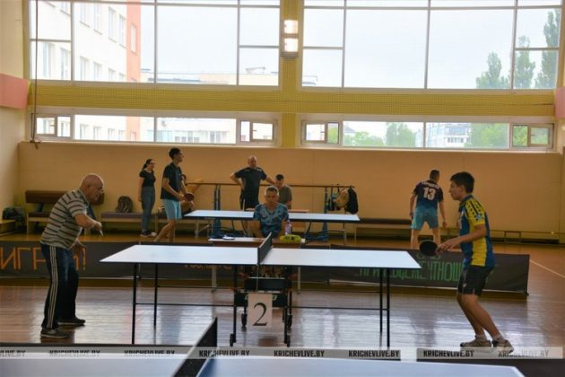 Турнир по настольному теннису в Кричеве собрал 60 спортсменов из Беларуси и России.